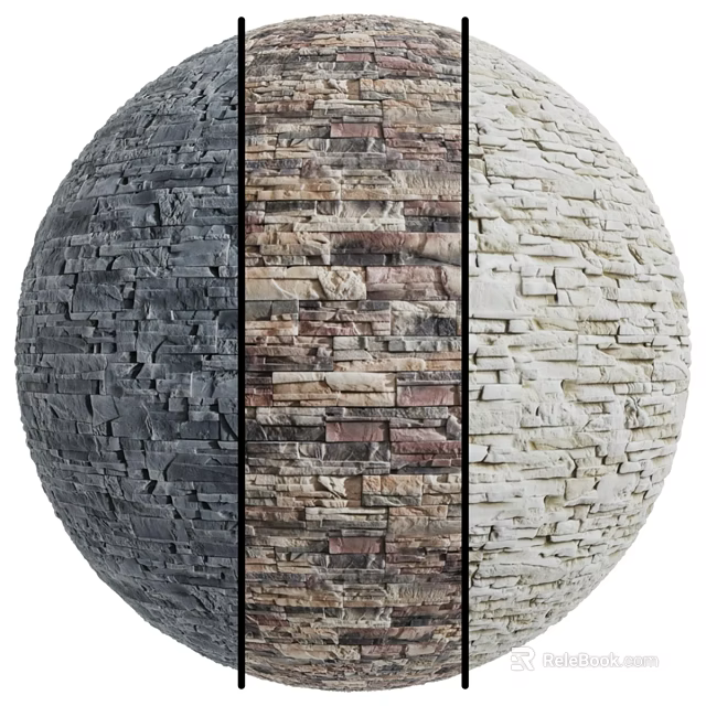 Decorative Stone Wall Components With Textured Surfaces And Various Color Options 3d model 