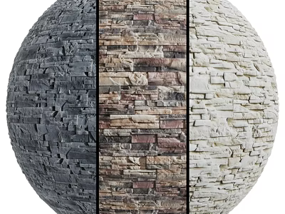 Decorative Stone Wall Components With Textured Surfaces And Various Color Options 3d model