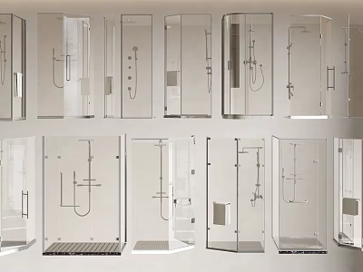 Modern Shower Sauna Glass Enclosures With Various Designs And Installation Options 3d model