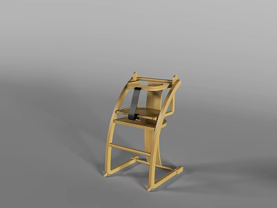 Wooden Children's Chair With Sturdy Backrest Armrest And Stable Design For Toddlers 3d model