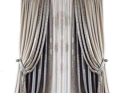 European classical fabric curtain retro curtain European curtain fabric curtain 3d model