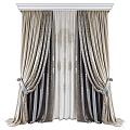 European classical fabric curtain retro curtain European curtain fabric curtain 3d model