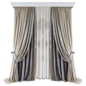 European classical fabric curtain retro curtain European curtain fabric curtain 3d model