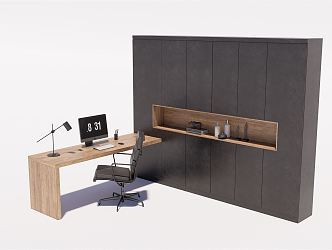 Modern Office Desk and Chair Office Desk and Chair Bookcase Combination Desk and Chair Bookcase 3d model