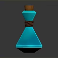 Blue Glass Decorative Bottle With Orange Cork Stopper And Brown Wrapped Band