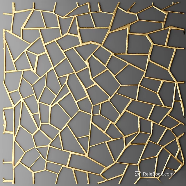 Elegant Modern Geometric Wall Decor With Gold Lines On Gray Background 3d model