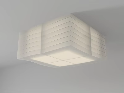 Modern Square Ceiling Light With Layered Stripes And White Finish 3d model