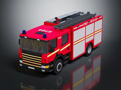 Modern fire truck, fire truck, ambulance 3d model