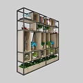 Modern Multi Tiered Display Shelf with Plants Books and Decorations