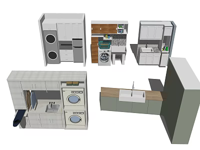 modern washing machine cabinet laundry pool 3d model