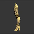 Detailed Golden Leg Armor With Flame Patterns And Ancient Mythical Design 3d model