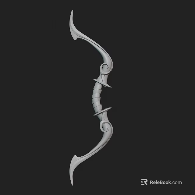 Decorative Curved Bow Weapon With Ornate Carvings And Intricate Grip Design 3d model 