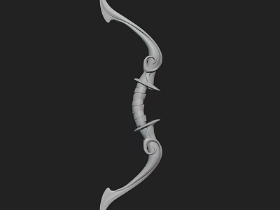 Decorative Curved Bow Weapon With Ornate Carvings And Intricate Grip Design 3d model