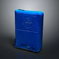 Blue Household Storage Box With Stitched Design And Circular Label