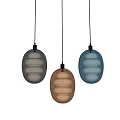Modern Oval Shaped Pendant Lights With Transparent Glass Layered Design And Multiple Glowing Tones