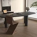 Modern Home Office Desk With Wooden Chair Open Book And Floor Lamp