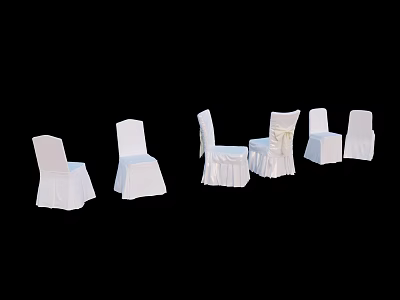 White Leisure Chairs Covered With Chair Covers In Multiple Neat Arrangement 3d model