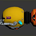 Colorful Toy Weapon With Yellow Body Silver Pipes Orange Muzzle And Purple Grip