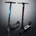 Two Stylish Electric Sports Scooters With Different Colorful Designs And Wheels
