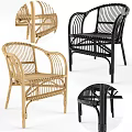 Rattan Leisure Chair With Simple Minimalist Design And Natural Light Wood Armrests