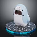 Decorative Round Furniture Platform With Black White Cracked Pattern And Blue Luminous Edge