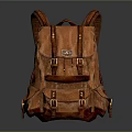 Brown Leather Backpack With Vintage Straps And Classic Metal Buckle Design
