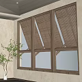 Classic Wooden Lattice Windows With Exquisite Design Scenic Water View And Indoor Tree