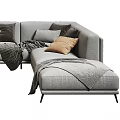 Modern Sectional Multi Person Sofa With Gray Fabric And Decorative Pillows 3d model