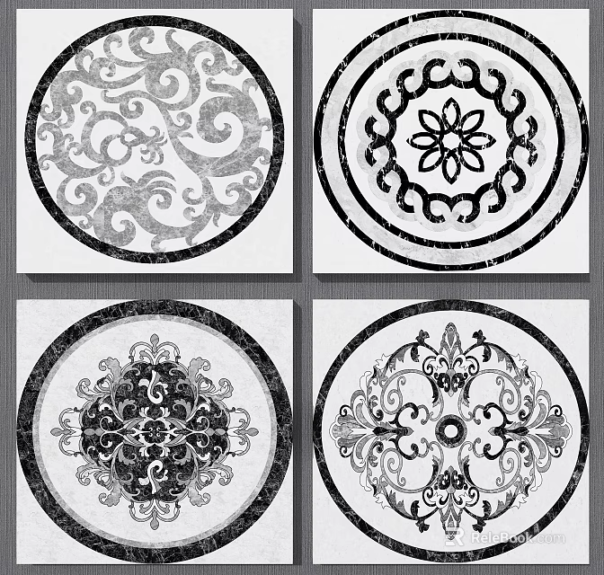 Decorative Floor Tiles With Intricate Circular Patterns And Ornate Details 3d model