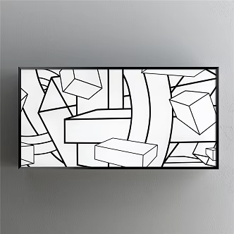 Modern abstract painting simple black and white restaurant abstract decorative painting 3d model