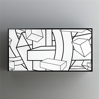 Modern abstract painting simple black and white restaurant abstract decorative painting 3d model