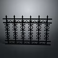Black Iron Fence With Pointed Tops And Intricate Decorative Patterns