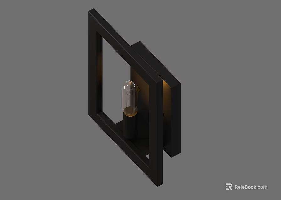 Modern Wall Lamp with Black Frame and Transparent Panel Sleek Design for Indoor Lighting 3d model 