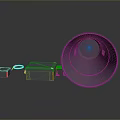 Gray Horn Speaker System With Control Box And Connecting Cable
