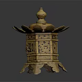 Traditional Golden Ornate Furniture With Petal Shaped Top Carved Body And Legged Base Design