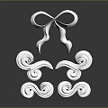 Elegant White Decorative Components With Bow And Intricate Scroll Cloud Patterns 3d model