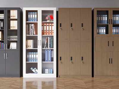 Multiple Modern Storage Cabinets In Various Colors For Organized Office File Storage 3d model
