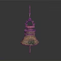 Bronze Bell Sculpture With Intricate Carvings And Top Ring Decoration