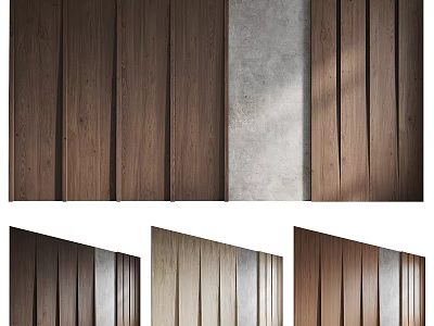 Wooden And Concrete Accent Walls With Varied Designs 3d model
