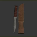 Tactical Survival Knife With Red Wrapped Handle And Brown Leather Sheath