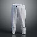 Fashionable White Straight Leg Pants With Belted Waist For Casual Wear