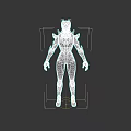 Game Movie Character In Futuristic Black White Armor With Orange Accents