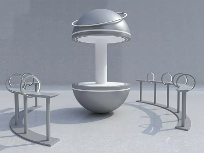 Modern Display Shelves With Circular Structure Hemispherical Top And Curved Side Racks 3d model