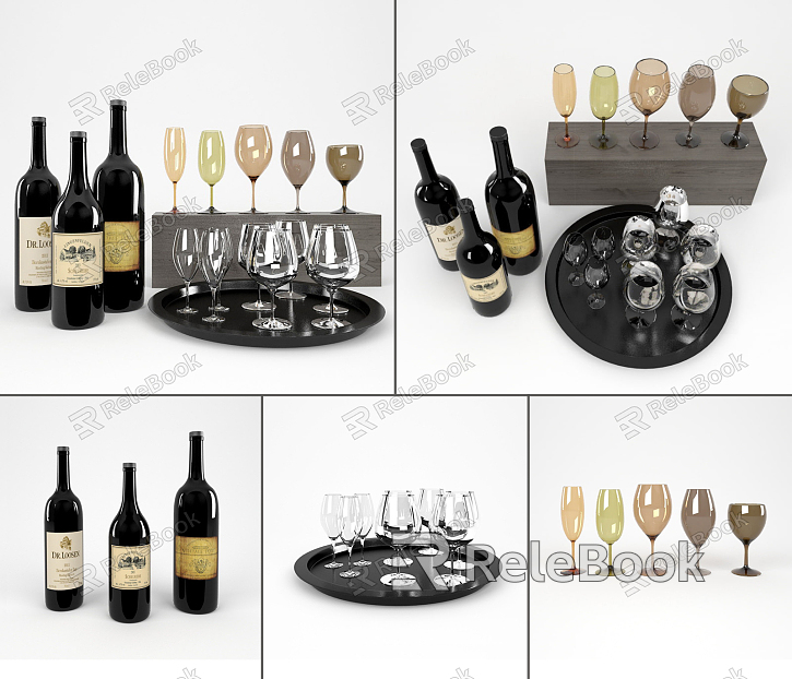 Modern wine glass wine combination model