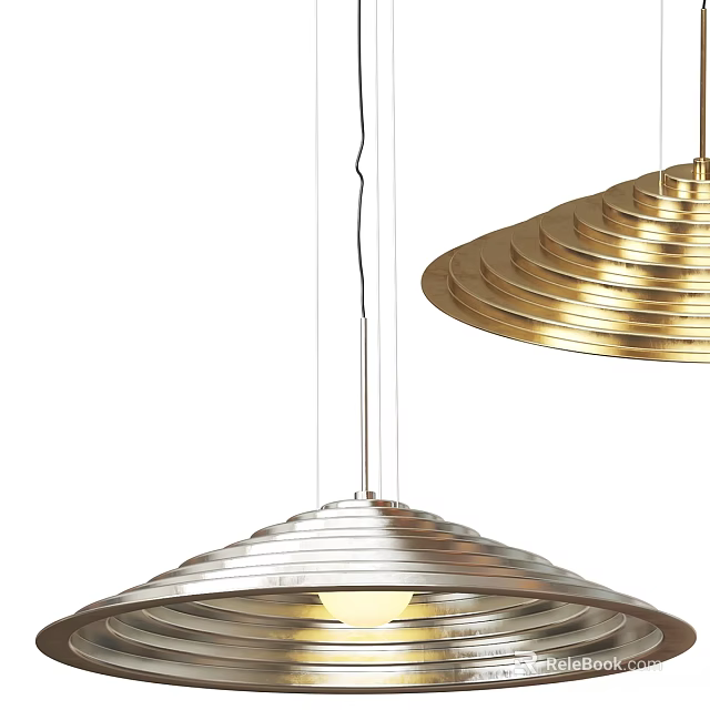 Modern Stylish Pendant Lights With Layered Metal Design In Gold And Silver Tones 3d model 