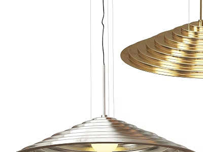 Modern Stylish Pendant Lights With Layered Metal Design In Gold And Silver Tones 3d model