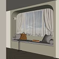 Cozy Bay Window Design With Cushioned Seat Curtains Wall Lamp And Decor Items