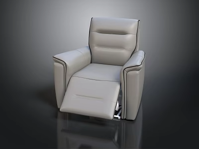 Modern Gray Leather Recliner Chair With Adjustable Footrest And Comfortable Design 3d model