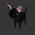Cute Black Cat Featuring Pink Ears in Stylish 3D Cartoon Design
