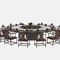 Round Dining Table And Chair Set With Classic Design For Restaurant Dining Space 3d model